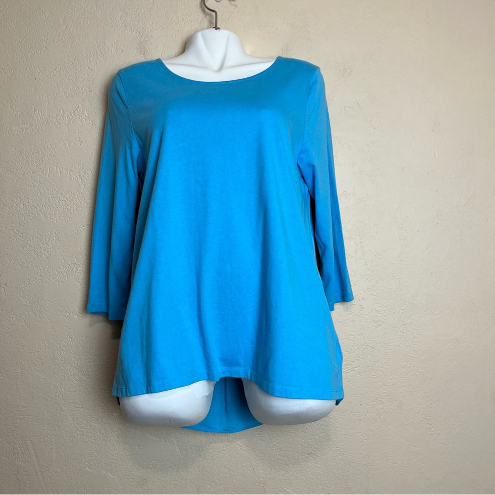 5/$30 Talbots women 3/4 sleeve blue blouse size‎ large
